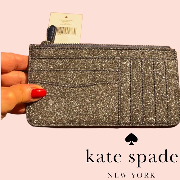 Kate Spade Glitter Large slim cardholder with zipper. - Picture 5 of 8